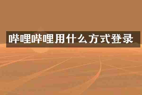 哔哩哔哩用什么方式登录