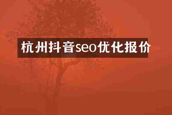 杭州抖音seo优化报价