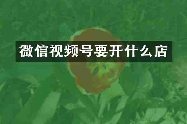 微信视频号要开什么店