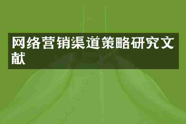 网络营销渠道策略研究文献