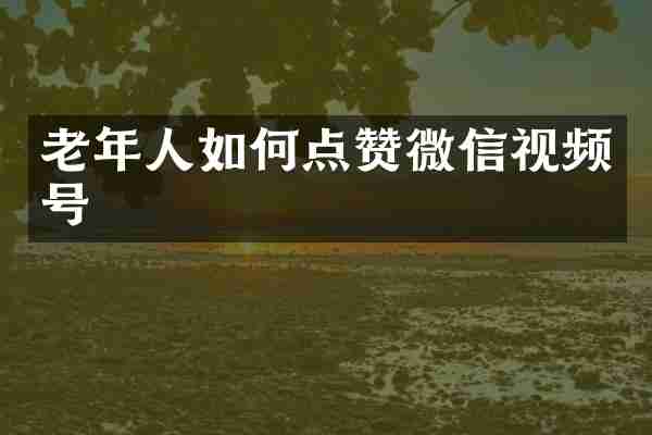 老年人如何点赞微信视频号