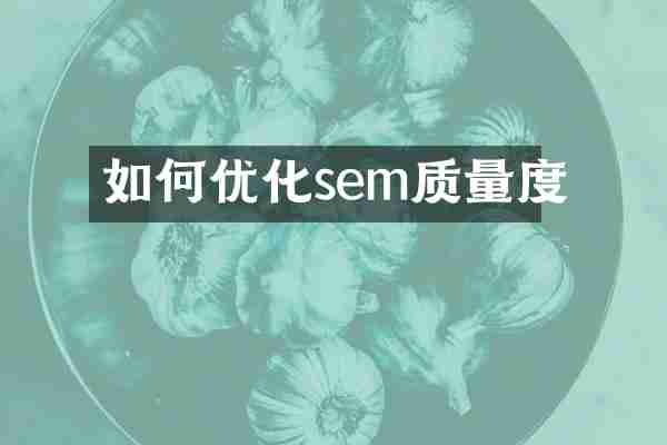 如何优化sem质量度