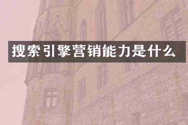 搜索引擎营销能力是什么