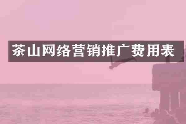 茶山网络营销推广费用表