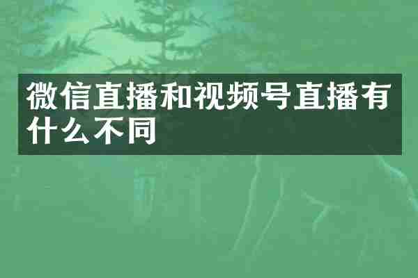 微信直播和视频号直播有什么不同