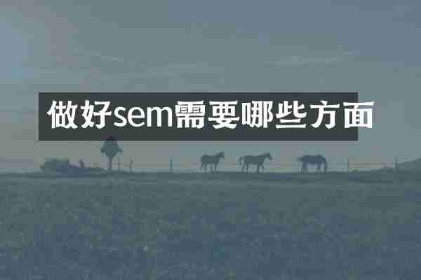 做好sem需要哪些方面
