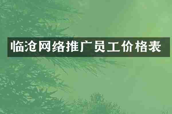临沧网络推广员工价格表