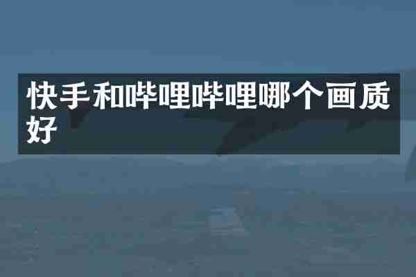 快手和哔哩哔哩哪个画质好
