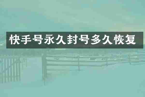 快手号永久封号多久恢复