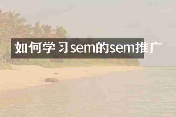 如何学习sem的sem推广