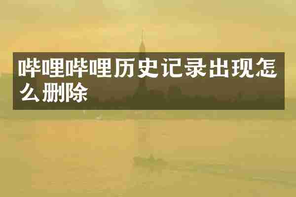 哔哩哔哩历史记录出现怎么删除
