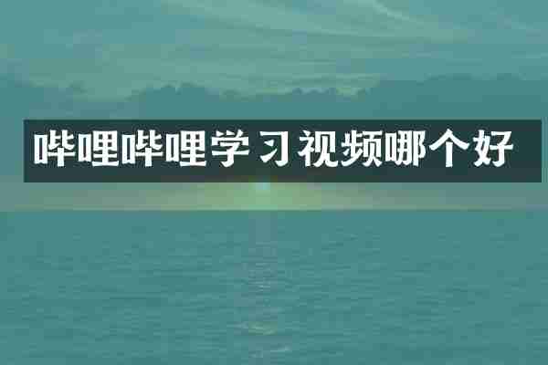 哔哩哔哩学习视频哪个好