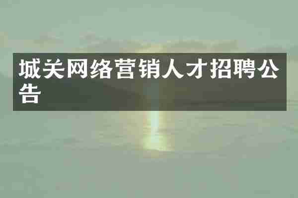 城关网络营销人才招聘公告