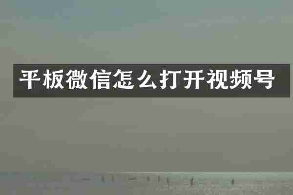 平板微信怎么打开视频号