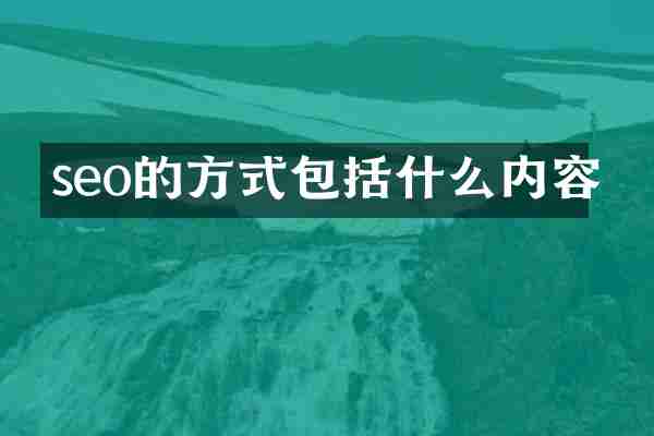 seo的方式包括什么内容