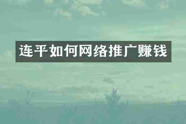 连平如何网络推广赚钱