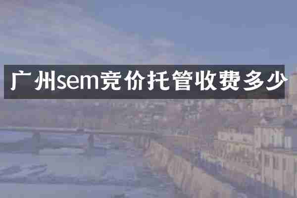 广州sem竞价托管收费多少
