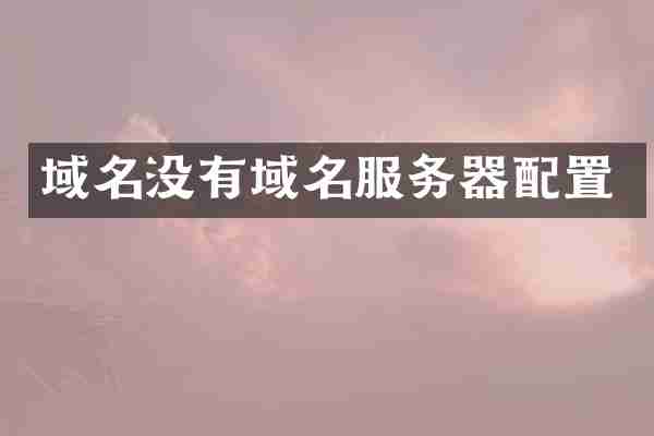 域名没有域名服务器配置