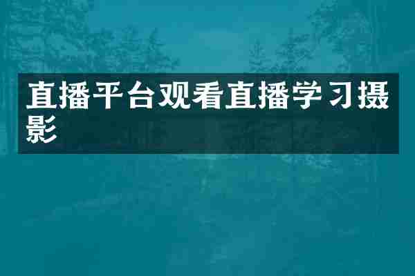 直播平台观看直播学习摄影