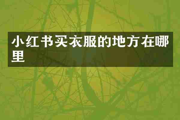小红书买衣服的地方在哪里