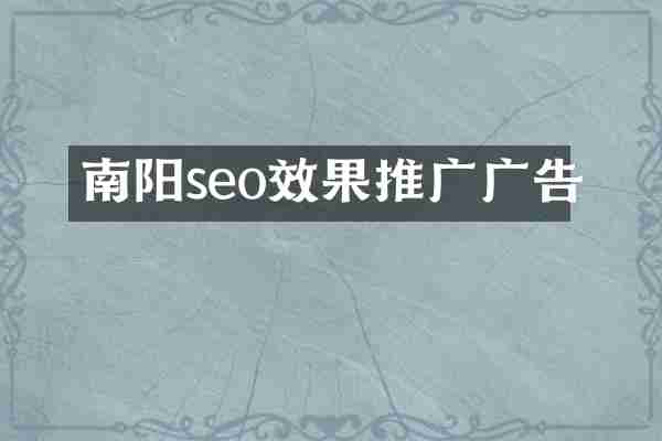 南阳seo效果推广广告