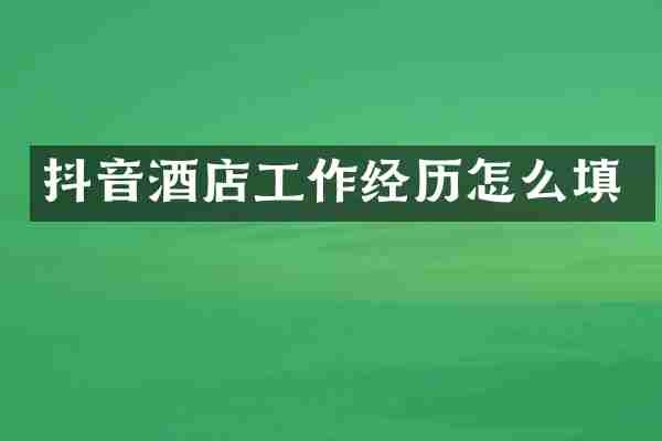 抖音酒店工作经历怎么填