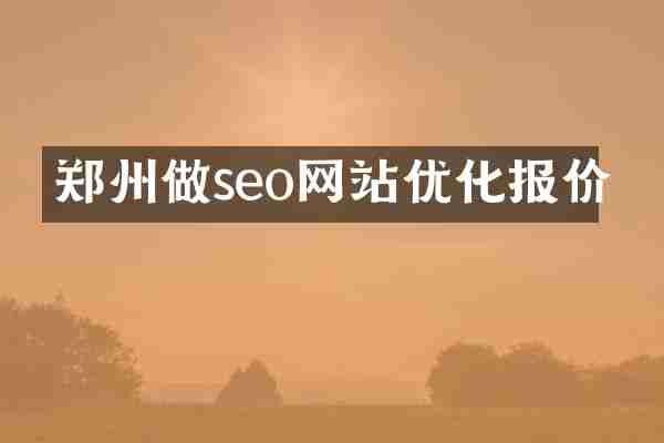 郑州做seo网站优化报价