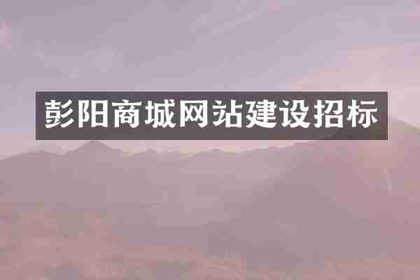 彭阳商城网站建设招标