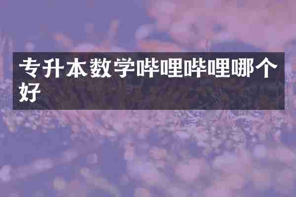 专升本数学哔哩哔哩哪个好