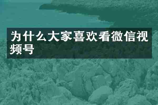 为什么大家喜欢看微信视频号