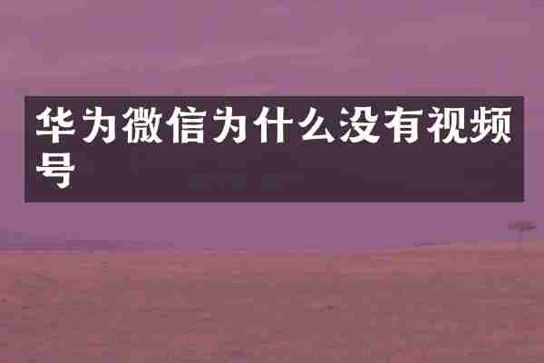 华为微信为什么没有视频号
