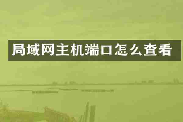 局域网主机端口怎么查看