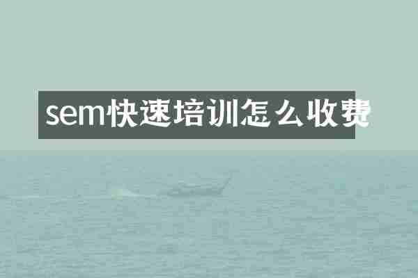 sem快速培训怎么收费