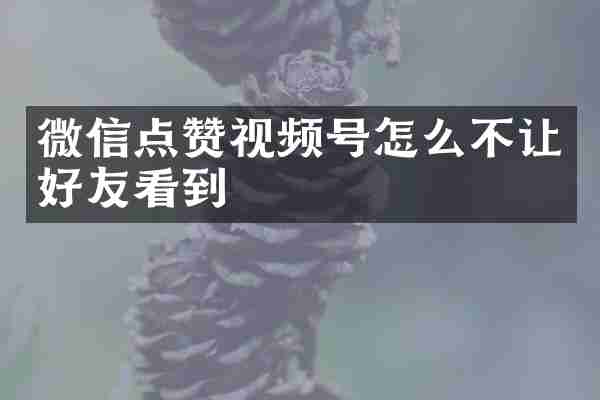 微信点赞视频号怎么不让好友看到