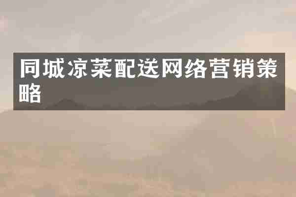 同城凉菜配送网络营销策略