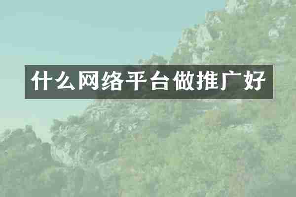 什么网络平台做推广好