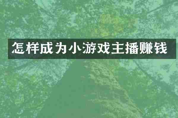 怎样成为小游戏主播赚钱