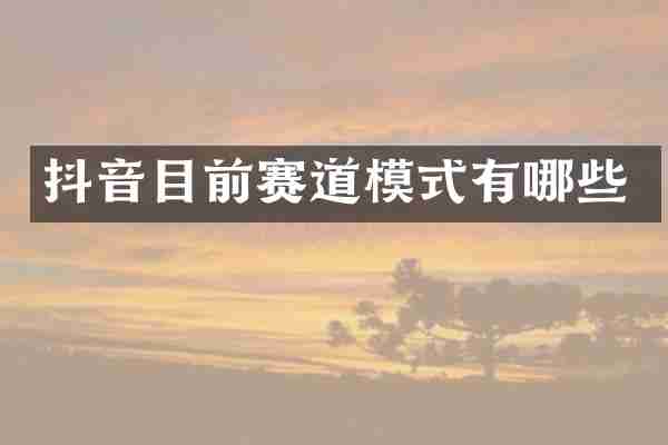 抖音目前赛道模式有哪些