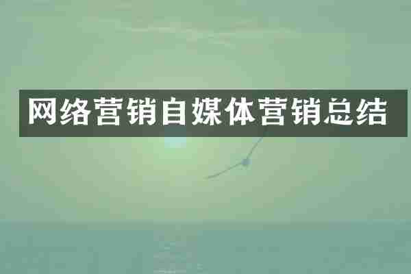 网络营销自媒体营销总结
