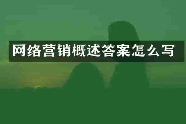 网络营销概述答案怎么写