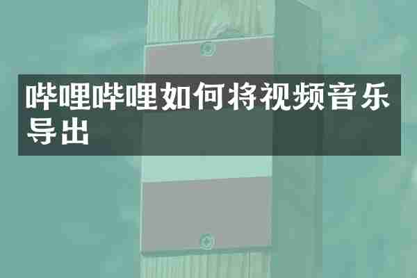 哔哩哔哩如何将视频音乐导出