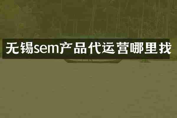 无锡sem产品代运营哪里找