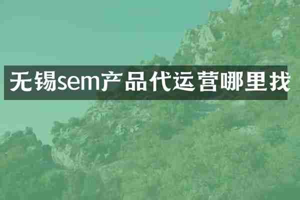 无锡sem产品代运营哪里找