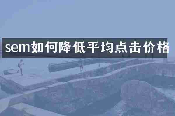 sem如何降低平均点击价格
