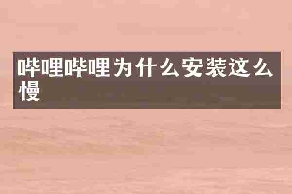 哔哩哔哩为什么安装这么慢