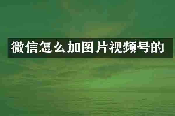 微信怎么加图片视频号的