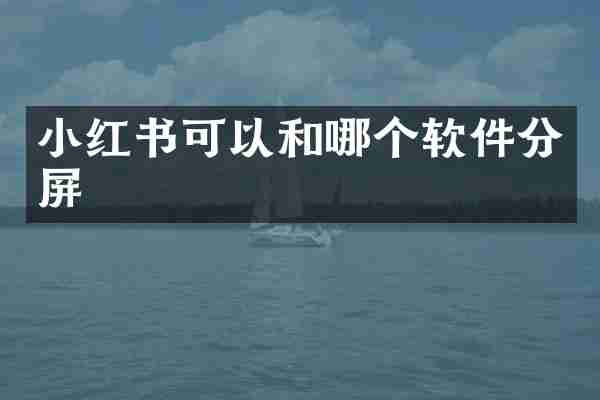 小红书可以和哪个软件分屏