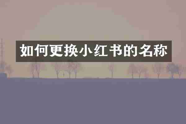如何更换小红书的名称