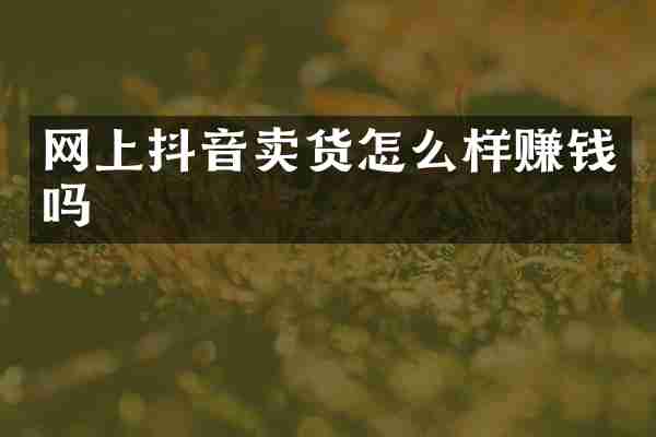 网上抖音卖货怎么样赚钱吗