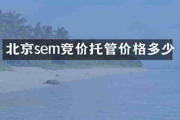 北京sem竞价托管价格多少
